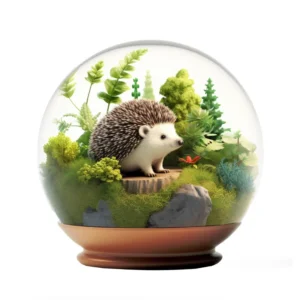 สวนขวดแก้วพร้อมเม่นเฮดจ์ฮอก